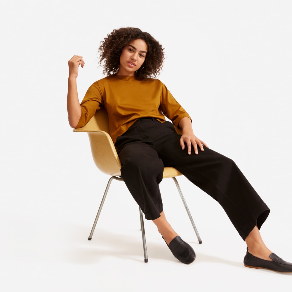 The Wide-Leg Crop Pant | Black | Regular