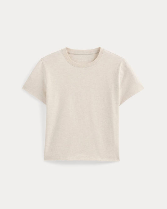 The Box-Cut Tee in Essential Cotton | Heathered Oats | No Pocket