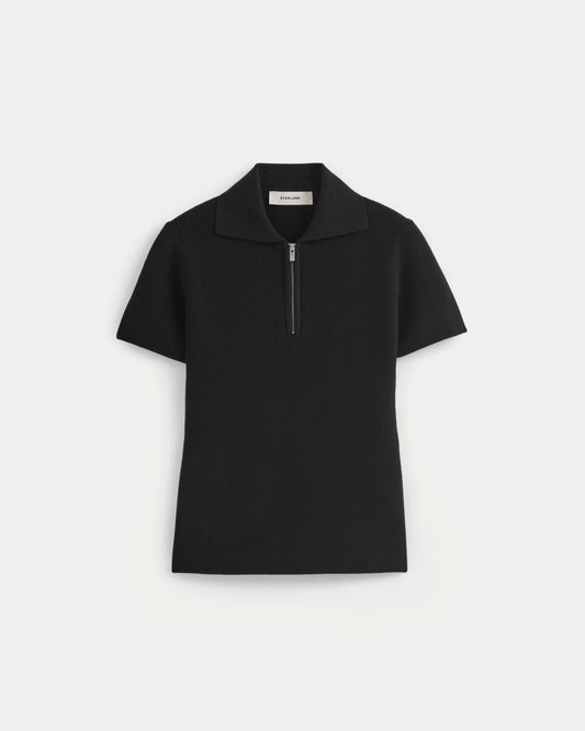 Knit Quarter-Zip Polo | Black