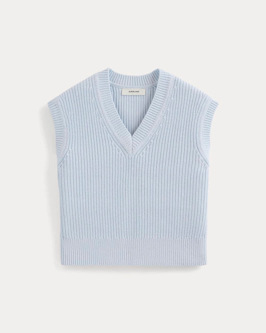 Ribbed V-Neck Vest in Everyday Cotton | Skywriting