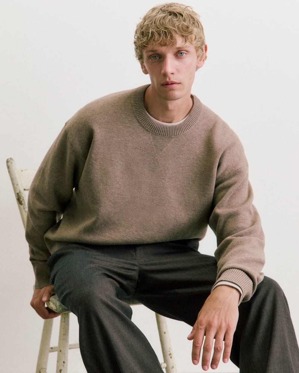 Luxe Merino Double-Knit Sweater | Taupe Melange