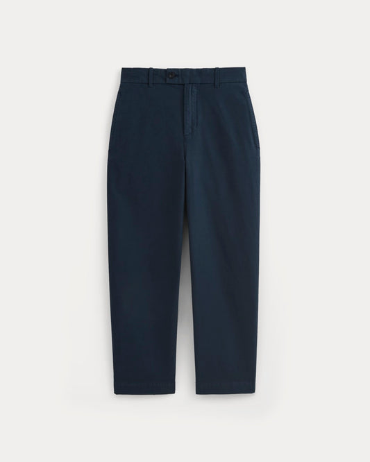 Cropped Slub Trouser | Deep Navy