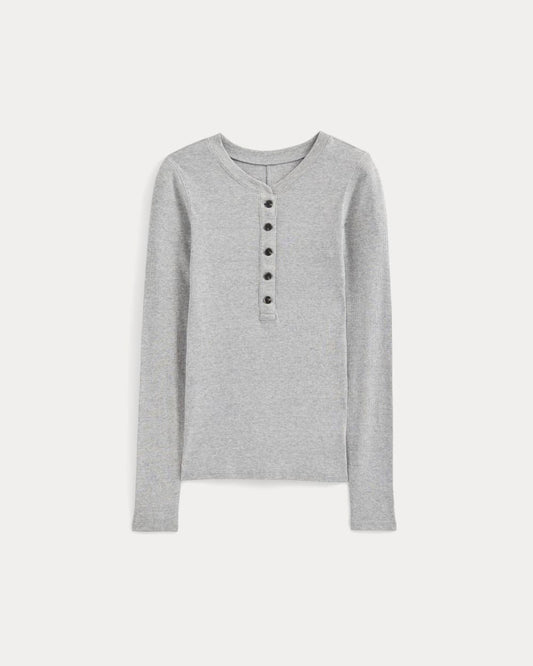 The Luxe Rib Henley | Classic Heather Grey