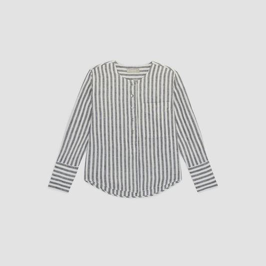 The Linen Popover Shirt | Bone/Navy