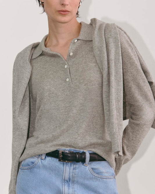 The Classic Polo in Cashmere | Light Heather Grey