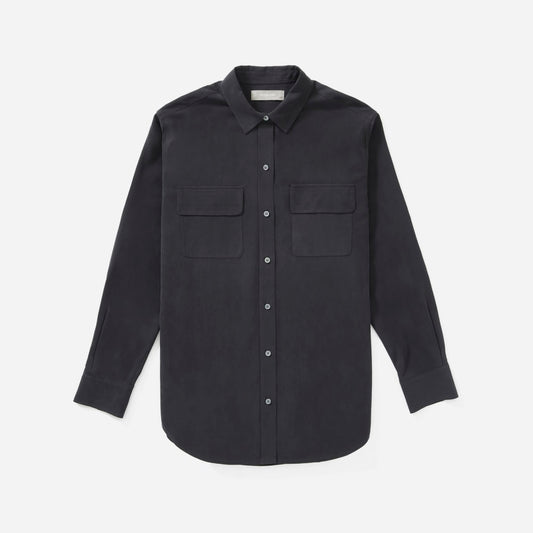 The Washable Silk Relaxed Shirt | Washed Black