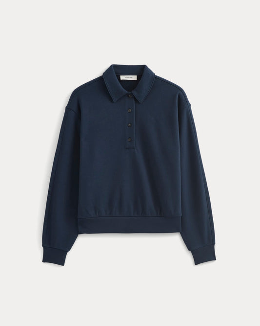 Lightweight Terry Polo Sweatshirt | Navy
