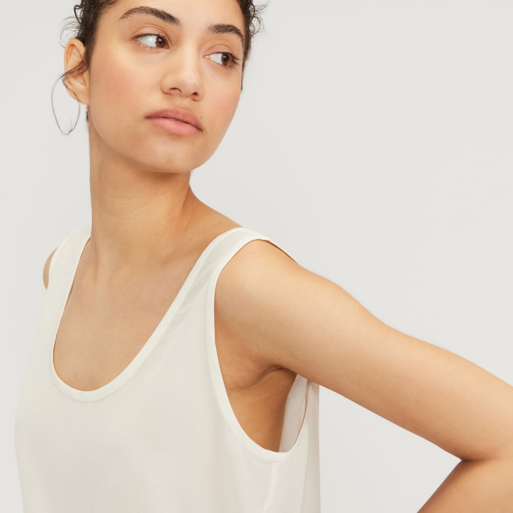 The Scoop Tank in Washable Silk | Off-White