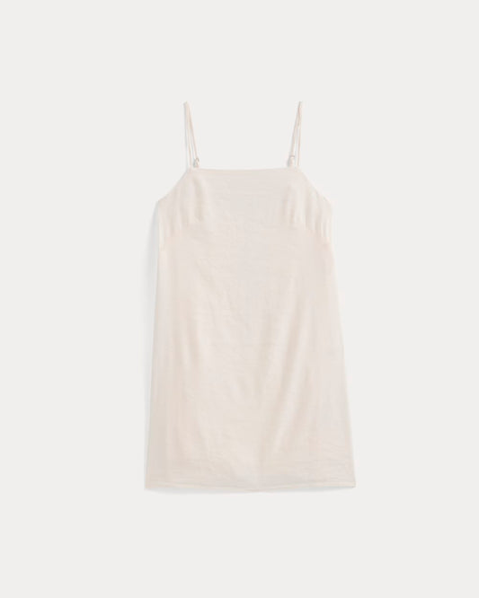 Mini Shift Dress in Stretch Linen | Bone