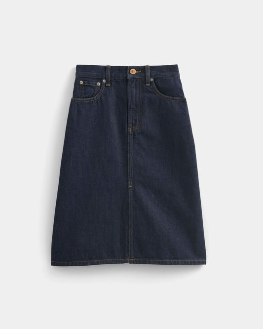 Mid-Rise Denim Midi Skirt | Tungsten Rinse
