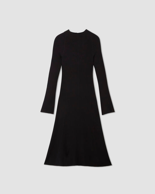 The Ribbed Mock Neck Midi Dress | Black