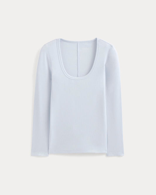 Luxe Rib Deep U-Neck Top | Skywriting