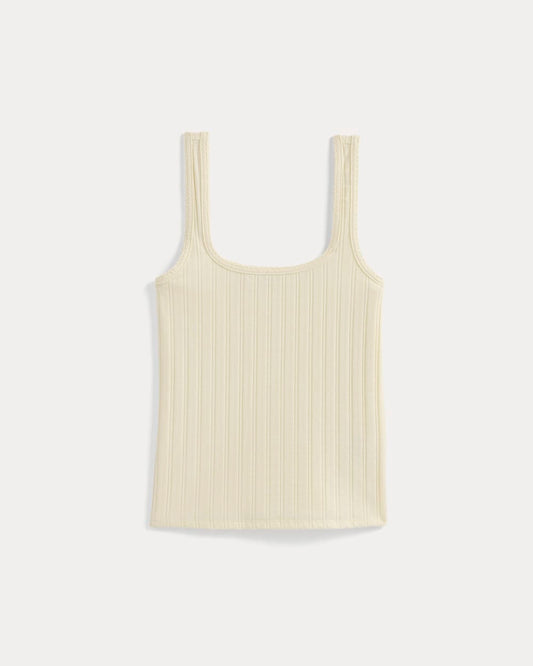 Scoop-Neck Tank in Pointelle | Lemon Icing
