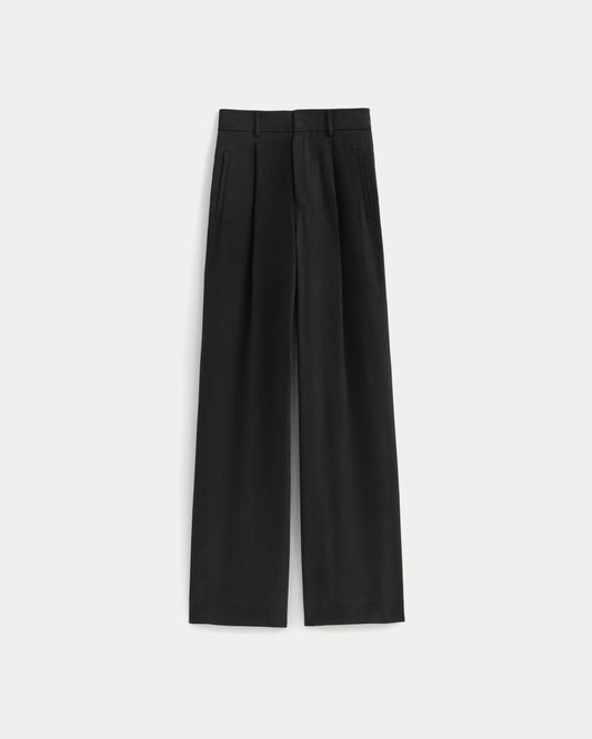 The Draper Pleated Pant in Buttersmooth | Black | 30" Inseam