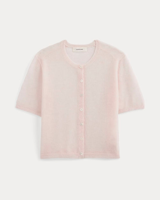 The Air Alpaca™ Short-Sleeve Cardigan | Soft Pink