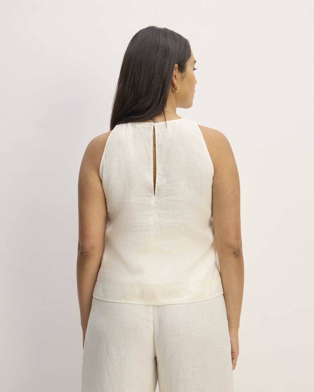 The Linen High-Neck Tank | Bone
