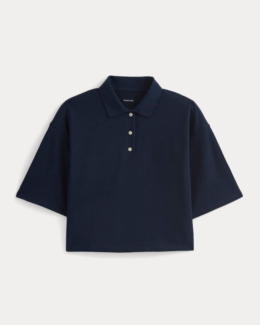 Pique Boxy Polo | Navy