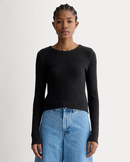 The Cozy Rib Long-Sleeve Tee | Black