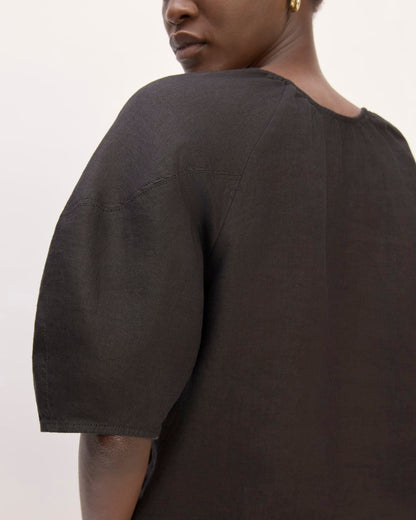 The Scoop Top in Linen | Black