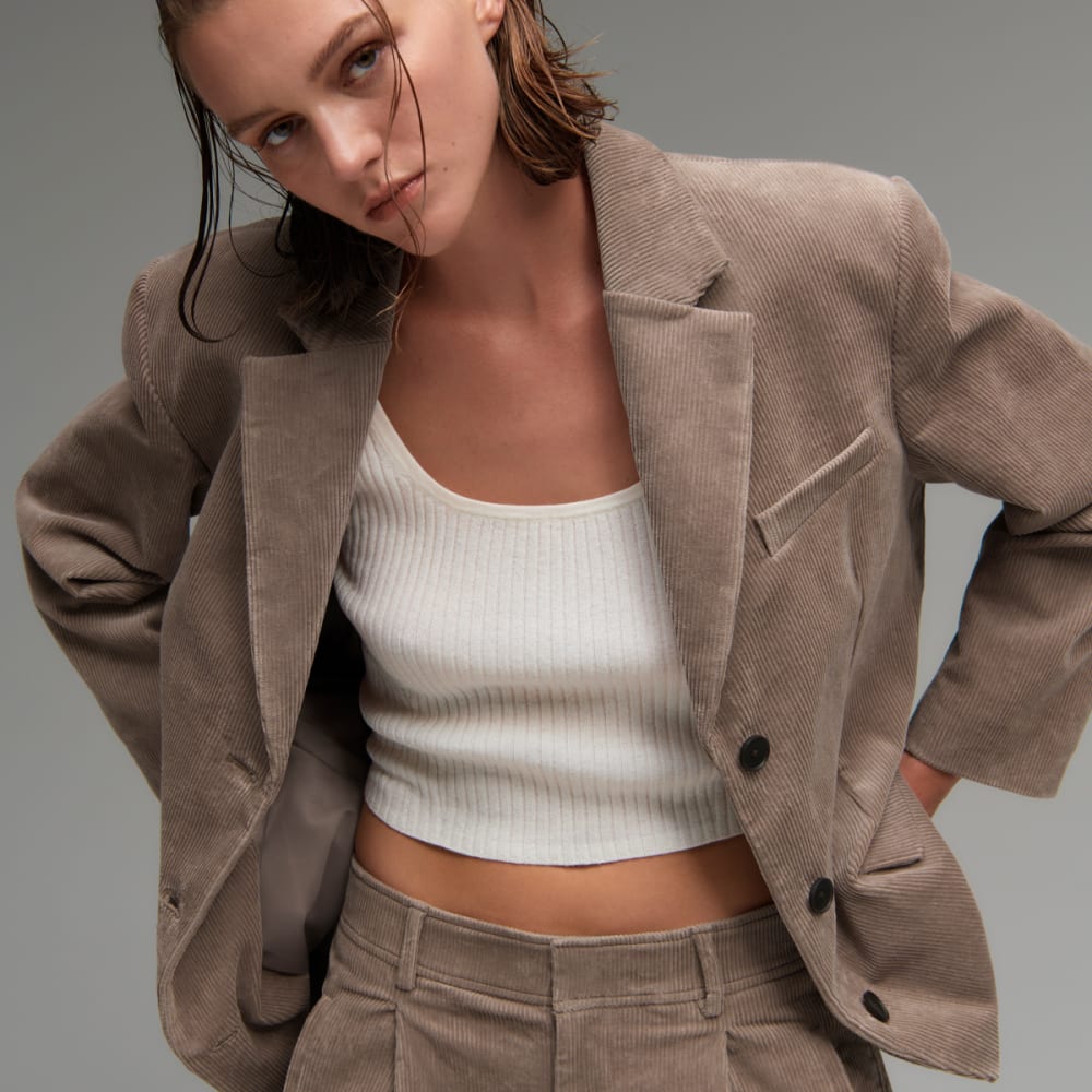 The Corduroy ’80s Blazer | Taupe Grey