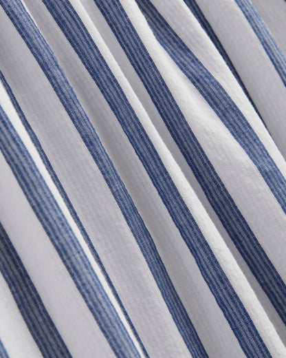 The Gauze Smock Dress | White / Mazarine Blue