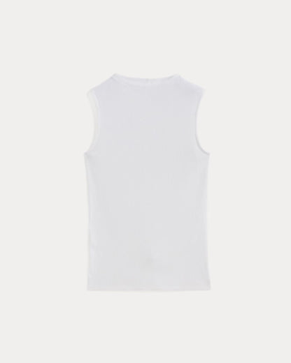 The Luxe Rib Funnel-Neck Tank | White