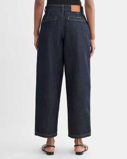 The High Rise Pleated Jean | Dark Indigo