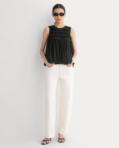 Twisted Pleat Tank in Silk Georgette | Black