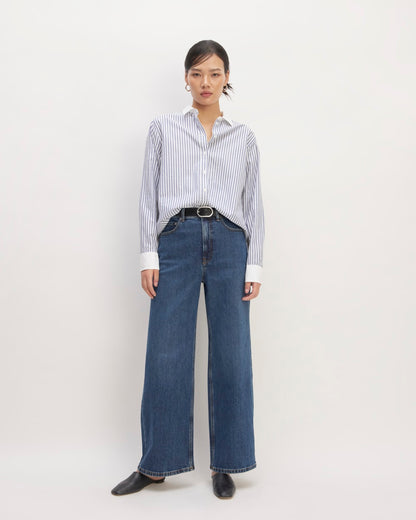 The Must-Have Shirt in Silky Cotton |  Mariner Blue / White Stripe
