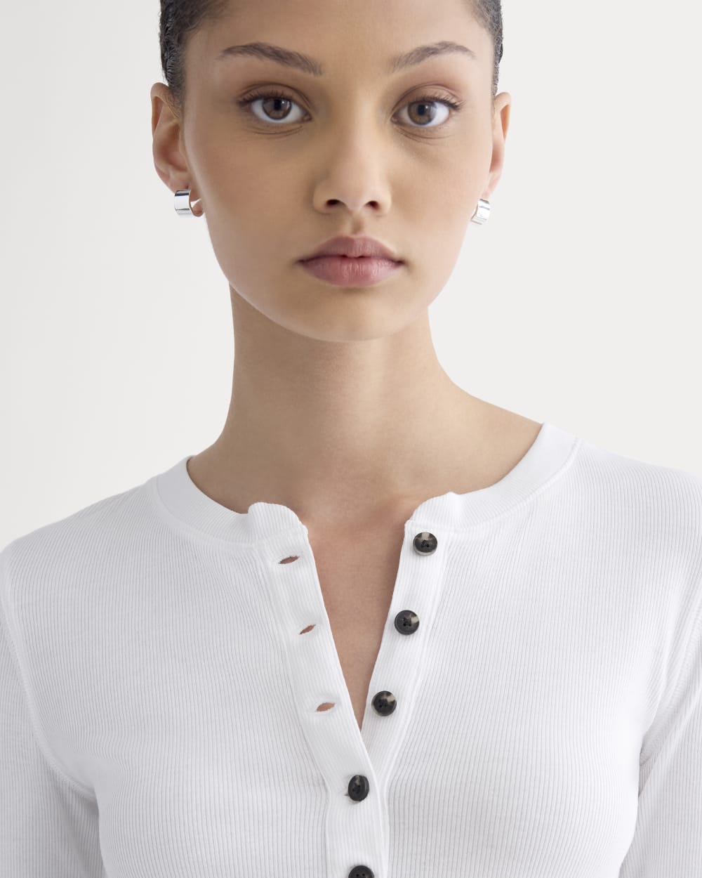 The Luxe Rib Henley | White