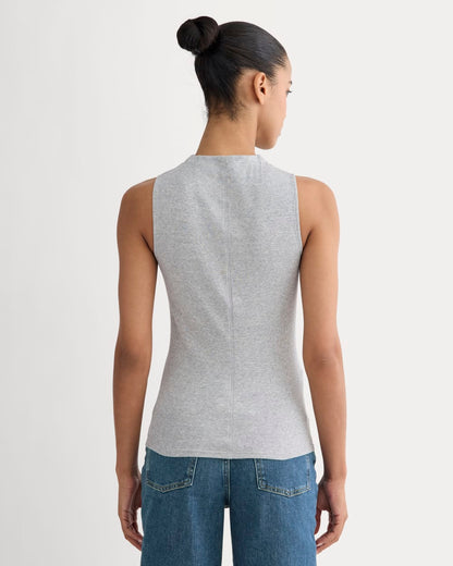 The Luxe Rib Funnel-Neck Tank | Classic Heather Grey