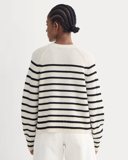 The Boxy Crew in Cashmere | Bone / Black
