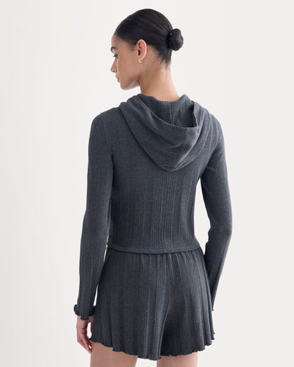 Lounge Rib Hoodie | Heathered Soot