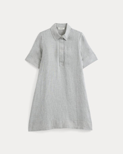 Mini Popover Shirtdress in Linen | Agave / Bone