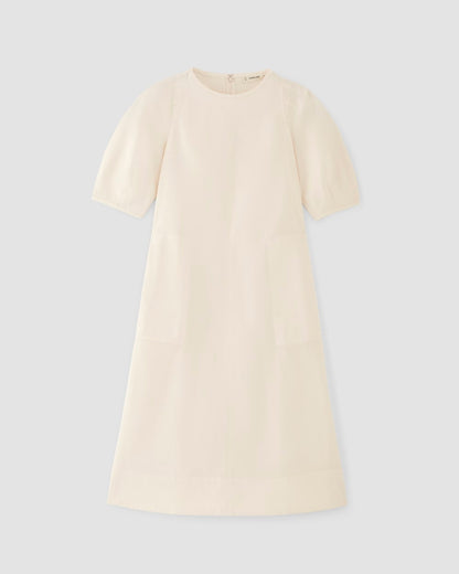 The Short-Sleeve Puff Midi Dress | Bone