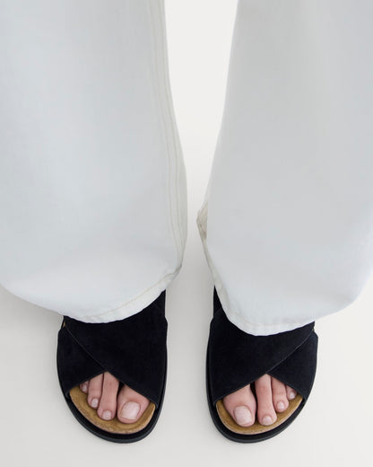 The Suede Crossover Sandal |  Black