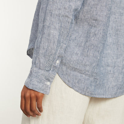 The Must-Have Shirt in Linen | Blue Pinstripe