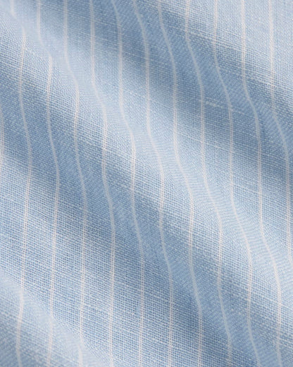 The Popover Dress in Linen | Sky Blue / White