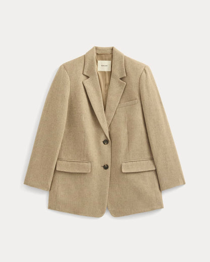 The Oversized Blazer in Wool | Taupe Herringbone