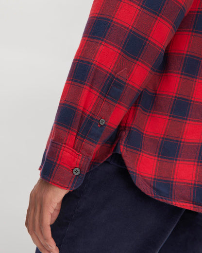 The Brushed Flannel Shirt | Haute Red / Bellwether Blue