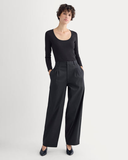 Luxe Rib Deep U-Neck Top | Black