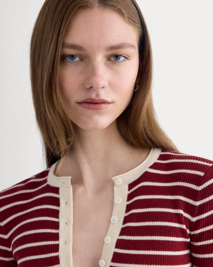 The Short-Sleeve Henley in Ultrasoft Merino | Merlot / Parchment