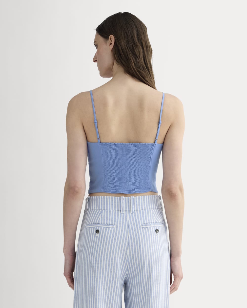 The Seamed Top in Stretch Linen | Bluebell