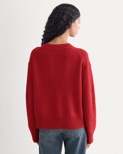 The Cotton Honeycomb Square Crew | Berry Red