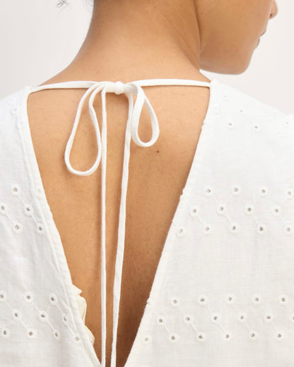 The Linen Eyelet Maxi Dress | White Eyelet