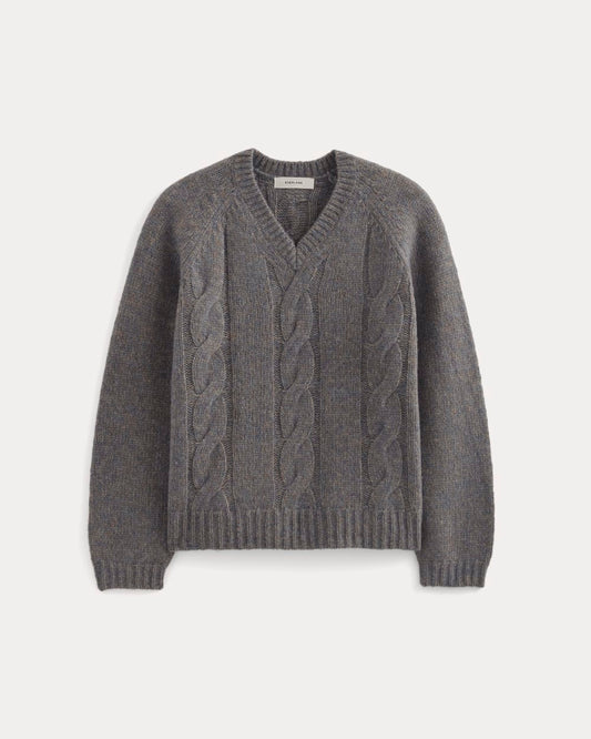 Cloud Cable V-Neck Sweater | Blue Multi Twist