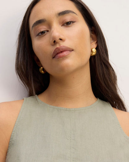 The Linen High-Neck Tank | Sage Green