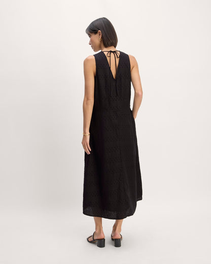 The Linen Eyelet Maxi Dress | Black Eyelet