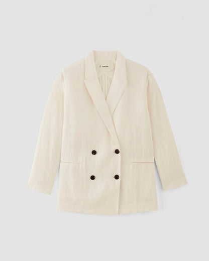 The Linen Double Breasted Blazer | Bone