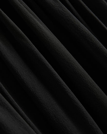 Twisted Pleated Mini Dress in Silk Georgette | Black
